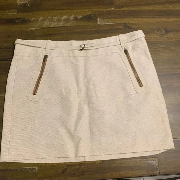 Original Penguin Tan Cream Canvas Skirt Slim Belt Mini Short Y2K Zipper Size 10 - Picture 9 of 12